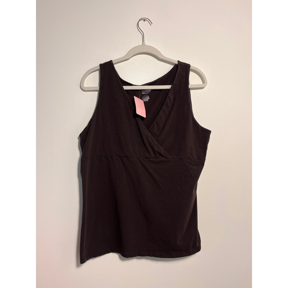 Merona Double Layer Tank Top Brown Cotton‎ Stretch Surplice V-Neck Sleeveless